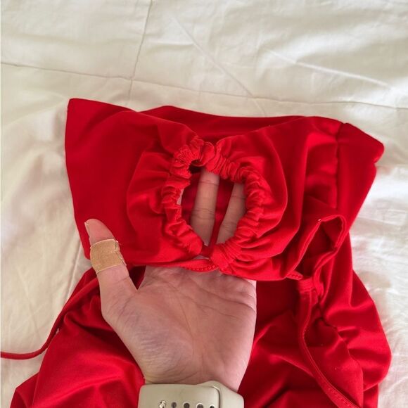 Cutout Mini Dress, Ruched Criss Cross Halter Dresses for Women,Low Back Bodycon - Picture 5 of 16